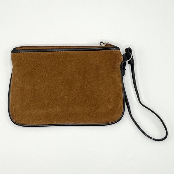 Fossil Suede Small Wristlet Chestnut Brown with Black Trim SL8687 - Picture 2 of 8